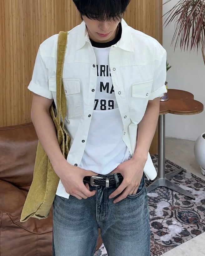 SATIIIZ（サティーズ）の「Renter Two-Pocket Crop Short Sleeve Shirt（Tops）」