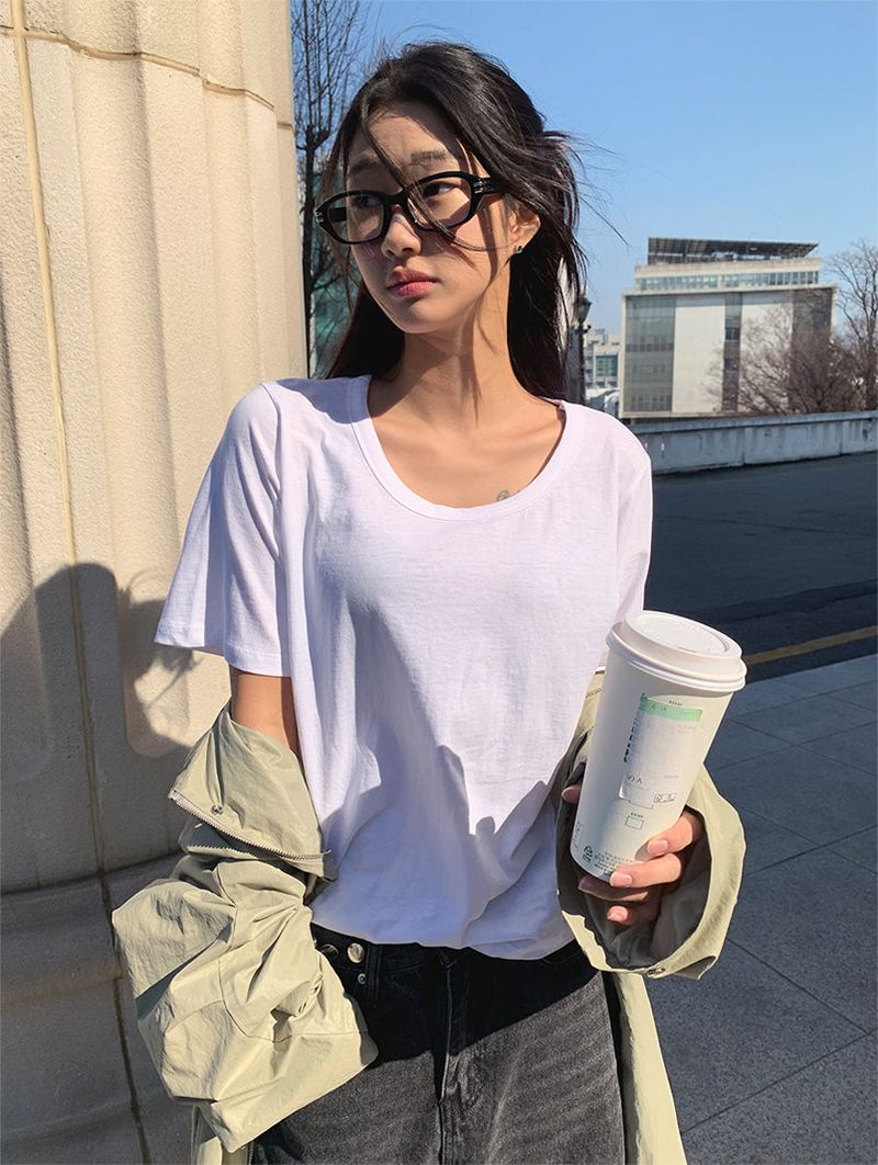 AIR U-NECK LOOSE TEE (5C)