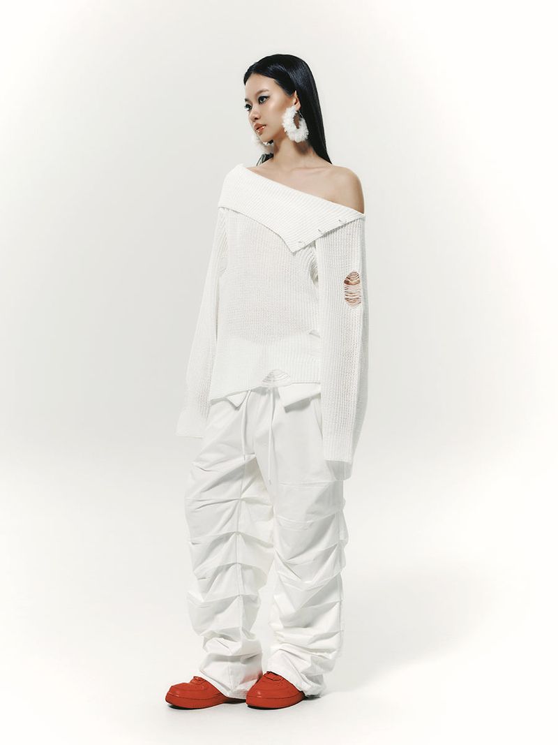 TUCK PANTS WHITE