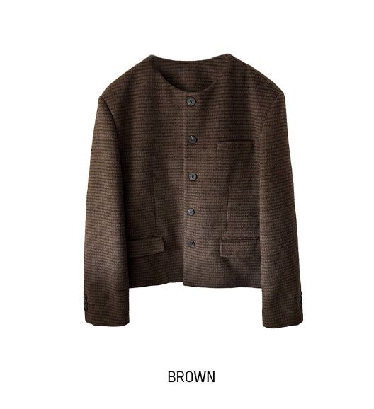 Objet Wool Check Round Jacket