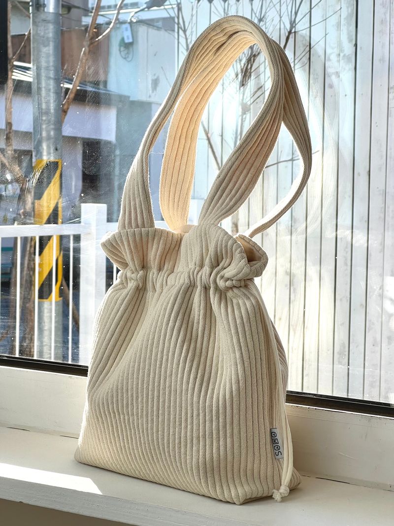 Ribbed fabric String bag