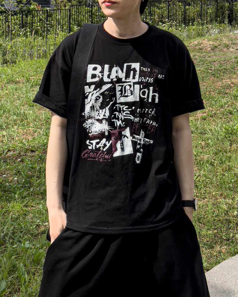 JIIGEUM(ジグム)の「BLAGR PRINTING OVERFIT SHORT‑SLEEVE T‑SHIRT(Tops)」
