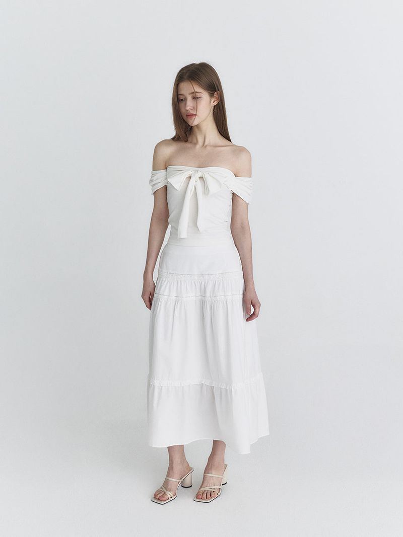 Off shoulder ribbon top (Ivory)