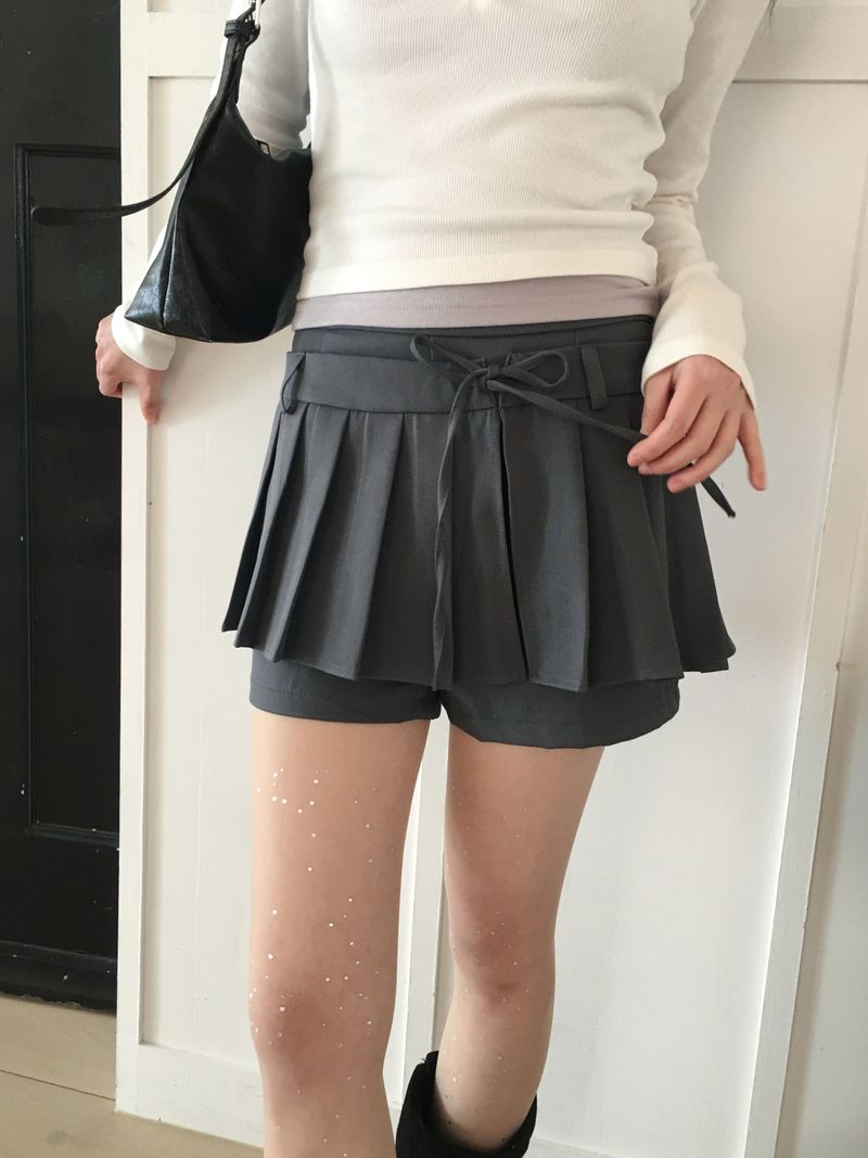 Wicca two-way ribbon pants pleated mini skirt