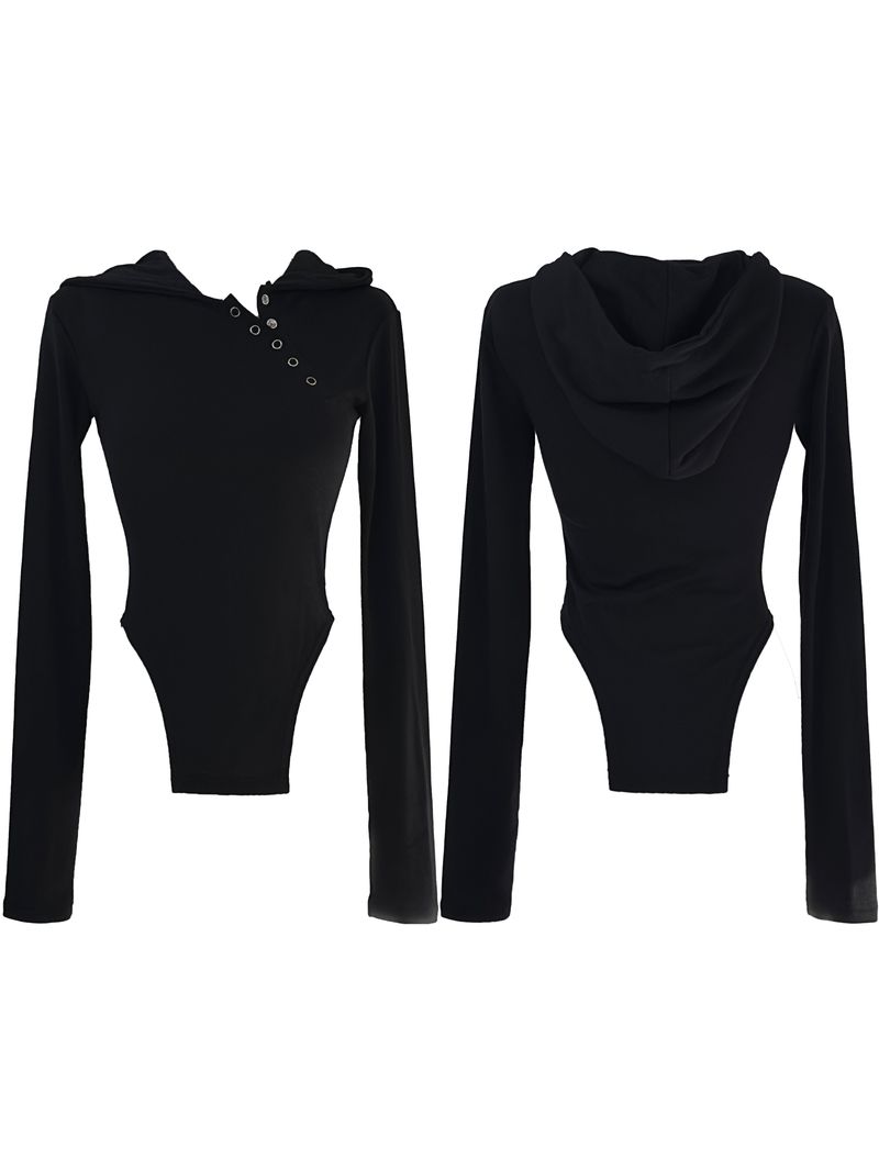 snap arch hooded bodysuit (fleece-lined)