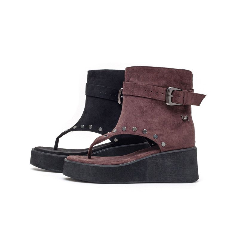 Studded Platform Sandal Boots(Brown)