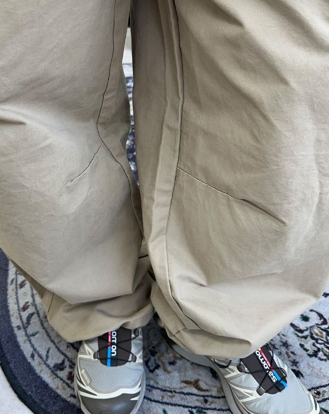 Defun diagonal cargo cotton pants