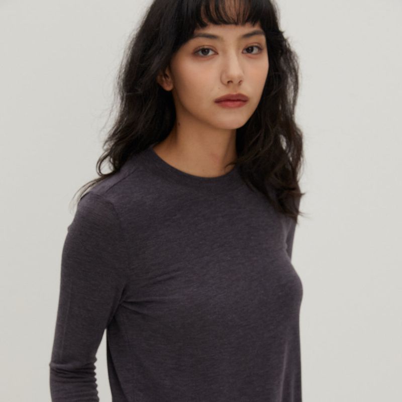 Wool Like Basic T-Shirts Charcoal