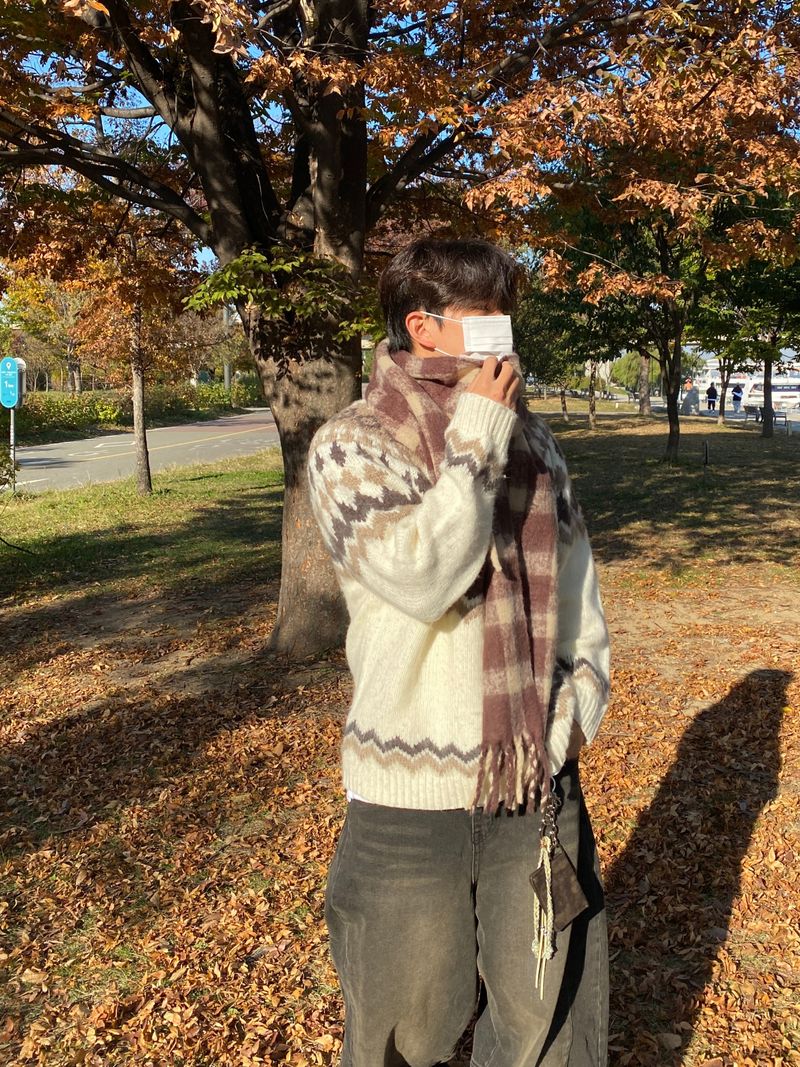 Wool Checkered Reggae Muffler (2color)