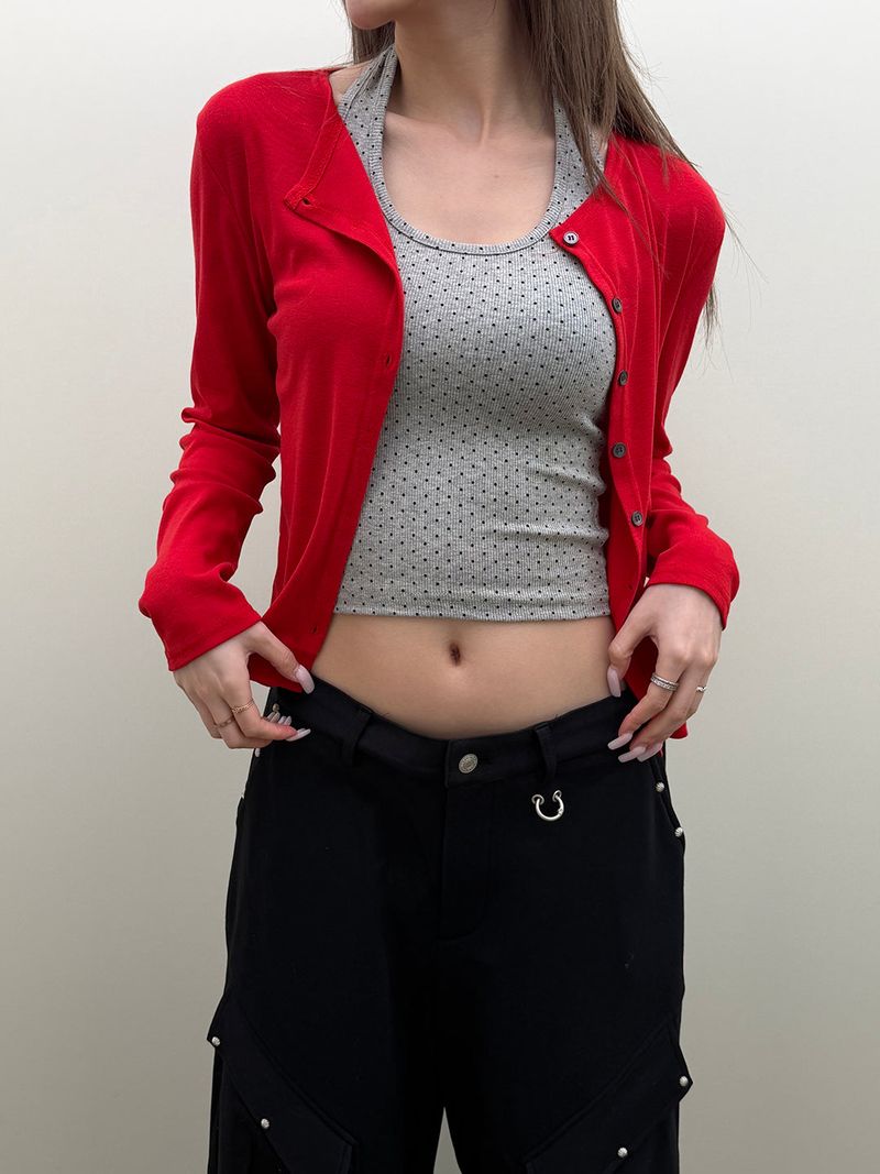 Dot halter slim sleeveless(4color)