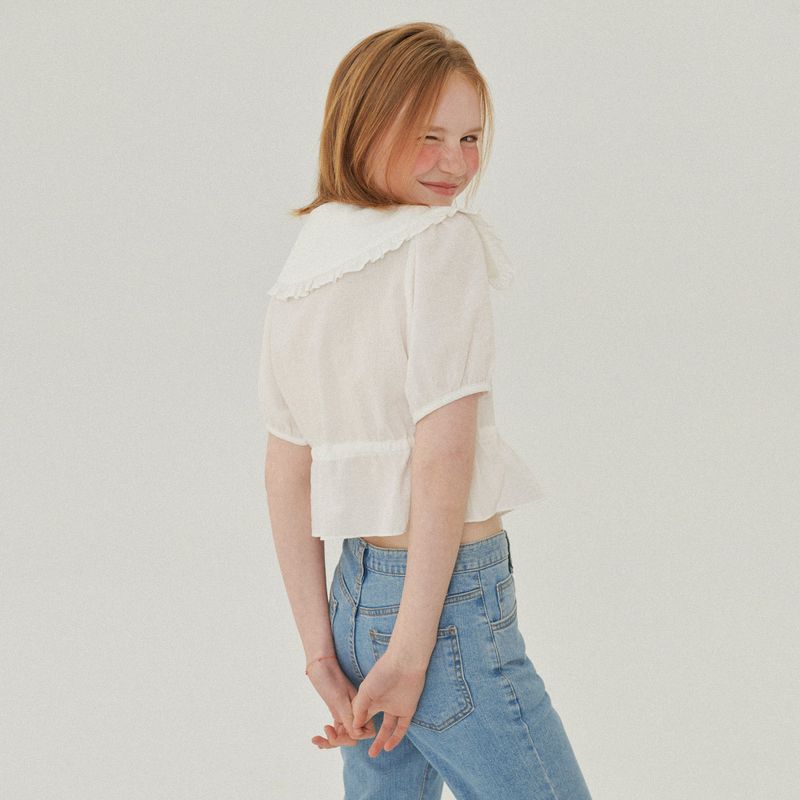 RUFFLE COLLAR CROP BLOUSE_WHITE