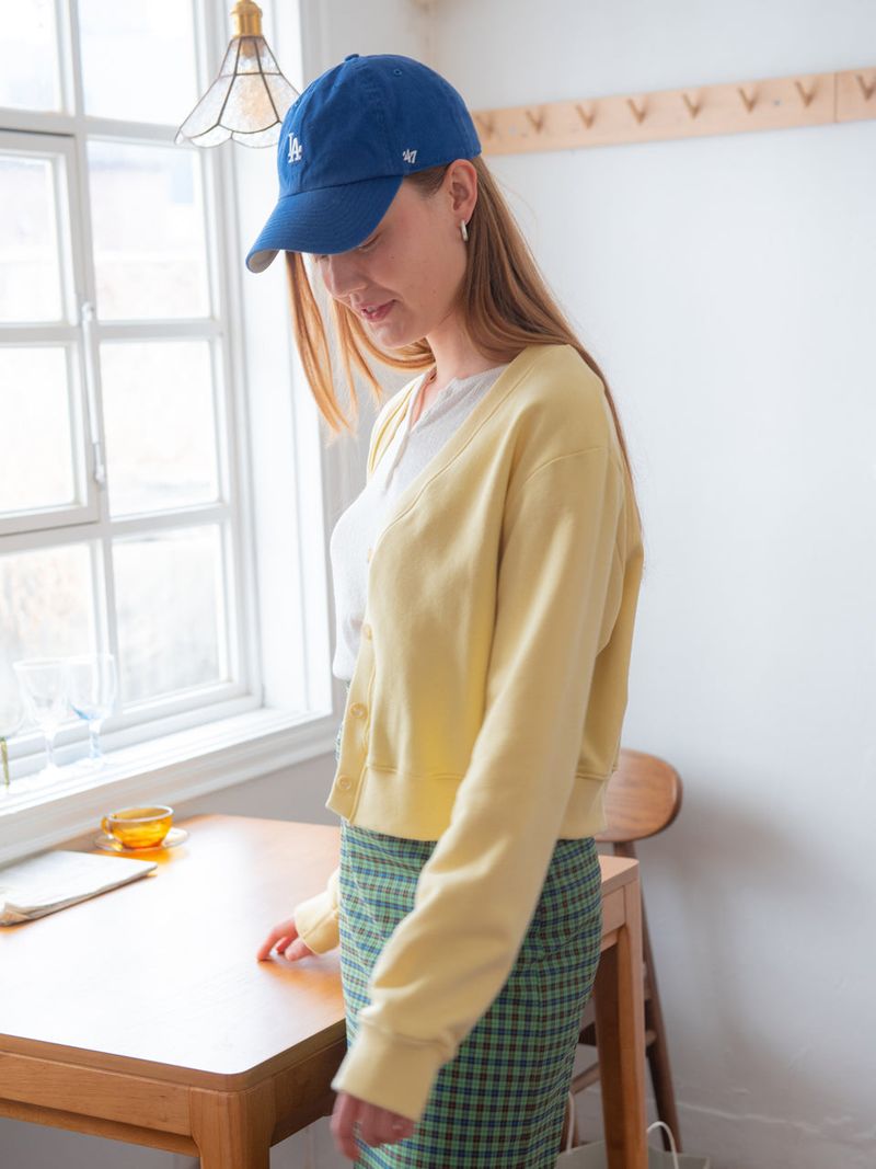 COTTON V-NECK CARDIGAN_YELLOW