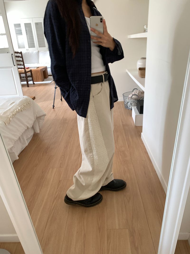 TWILL MIX CURVED PANTS (2C)