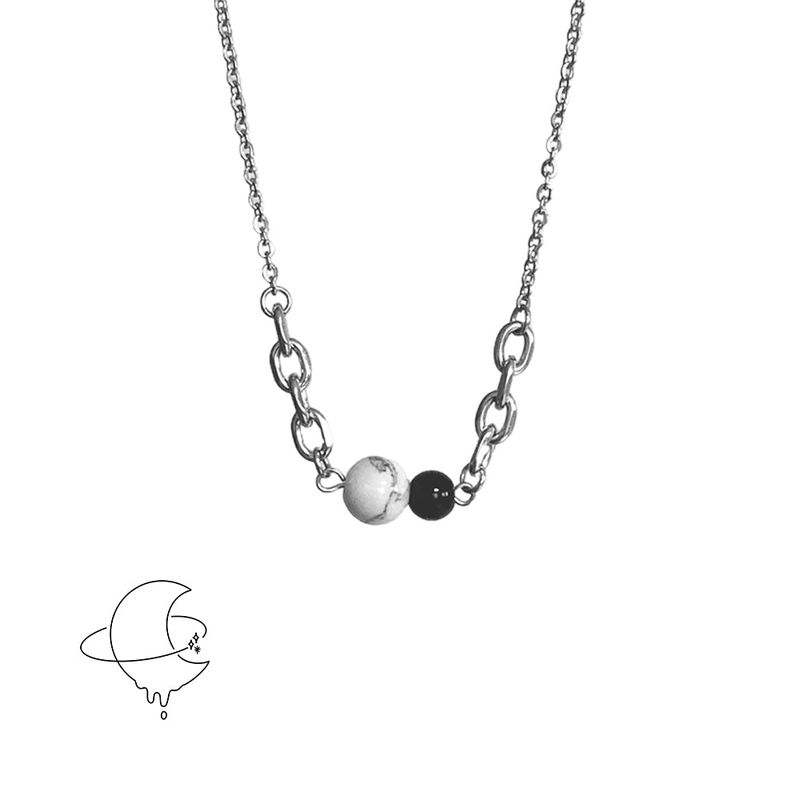 Black Marble Gemstone Necklace