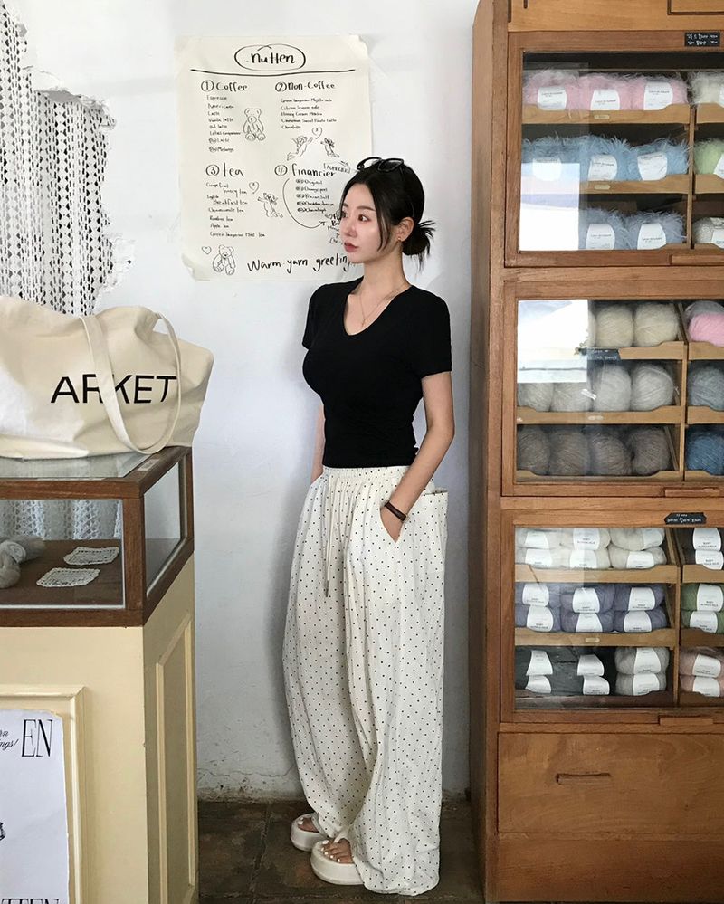 [MADE] Dot, Pintack Wide Pants