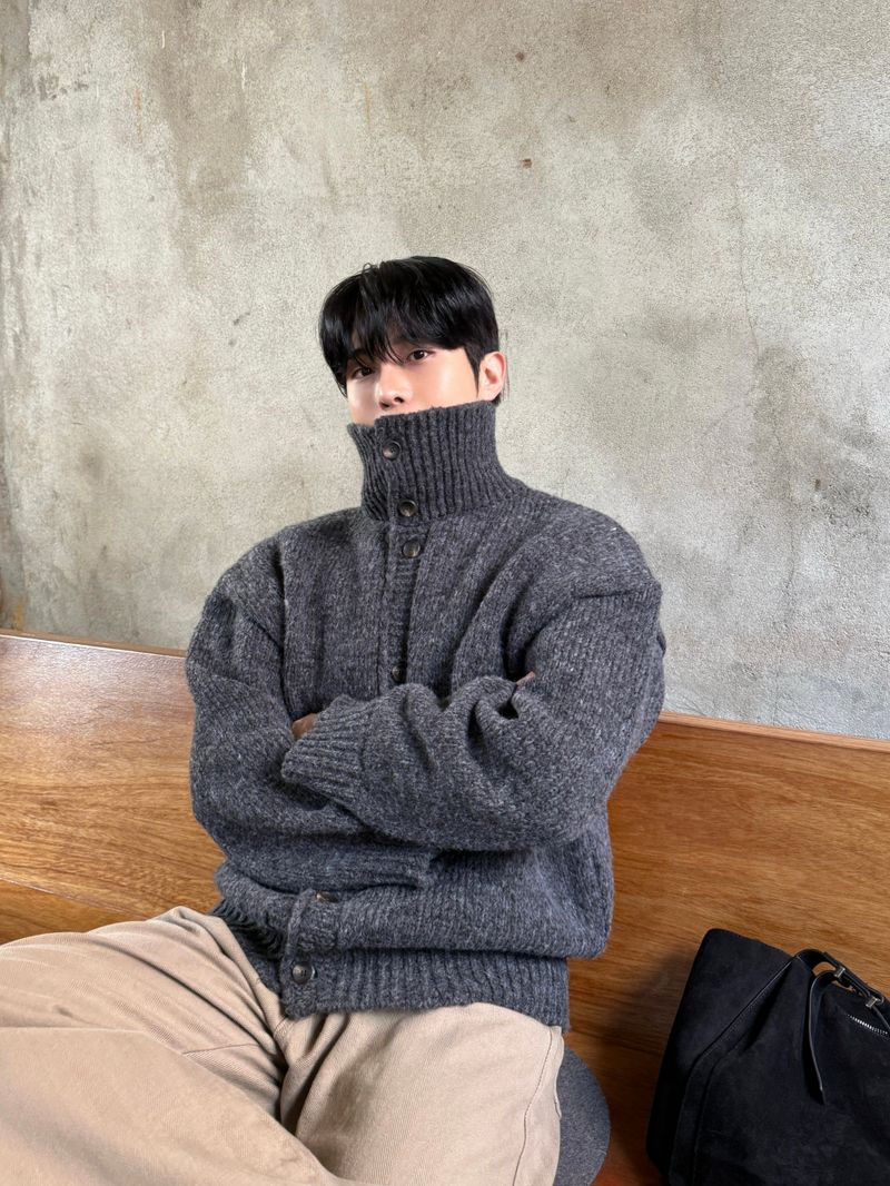 Eden high neck knit cardigan