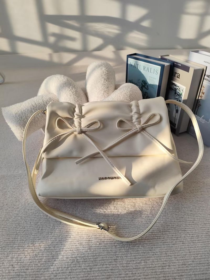 Balletcore look ribbon detail square leather shoulder bag