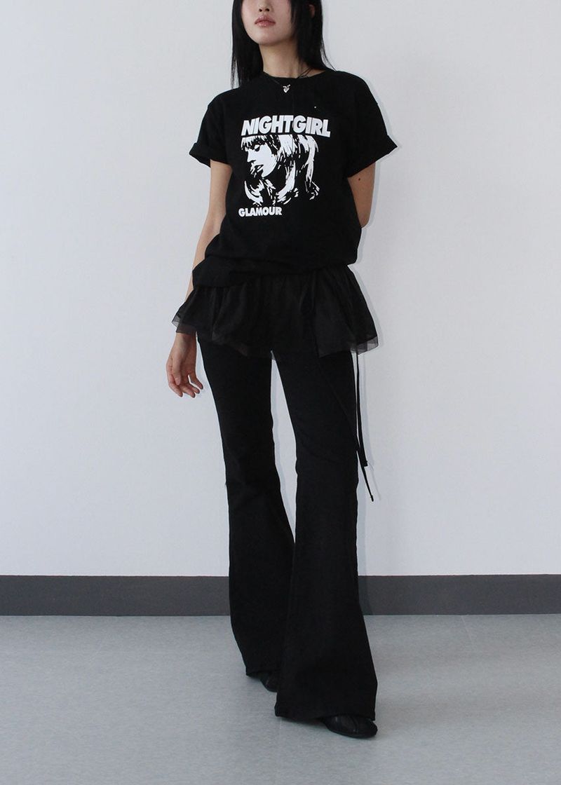 HIP SHIRRING BOOTS CUT PANTS