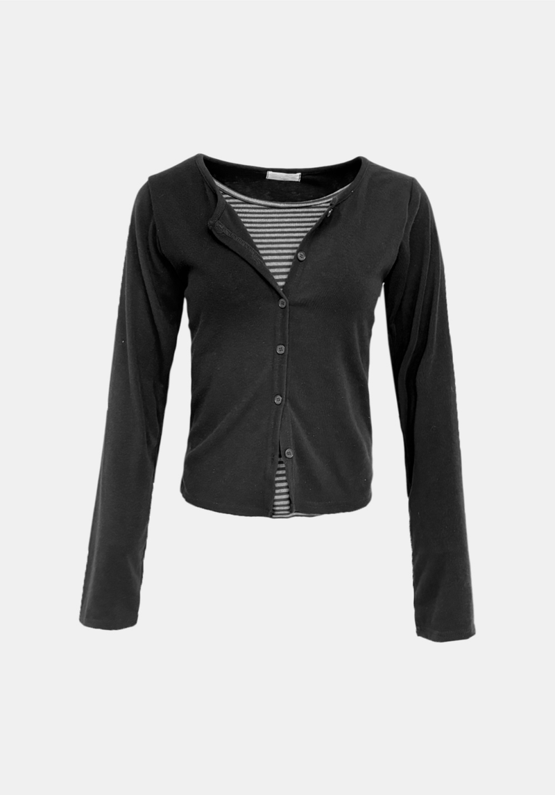 Glen Stripe Layered Cardigan