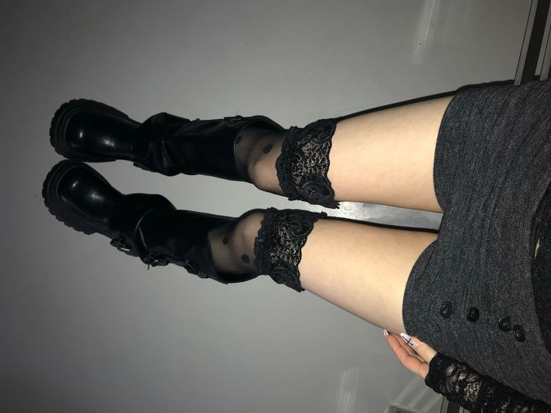 Polkadot lace stoking(2 color)