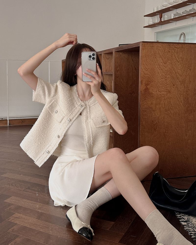 Earth Tweed Short-Sleeved Jacket