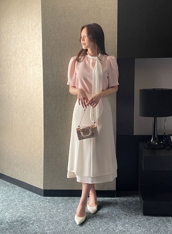 Denain Chiffon Double Layered Long Skirt