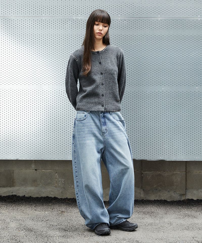 ROUND BUTTON UP CROP CARDIGAN_CHARCOAL
