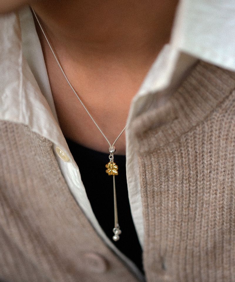 Ribbon clover necklace G (925 silver)
