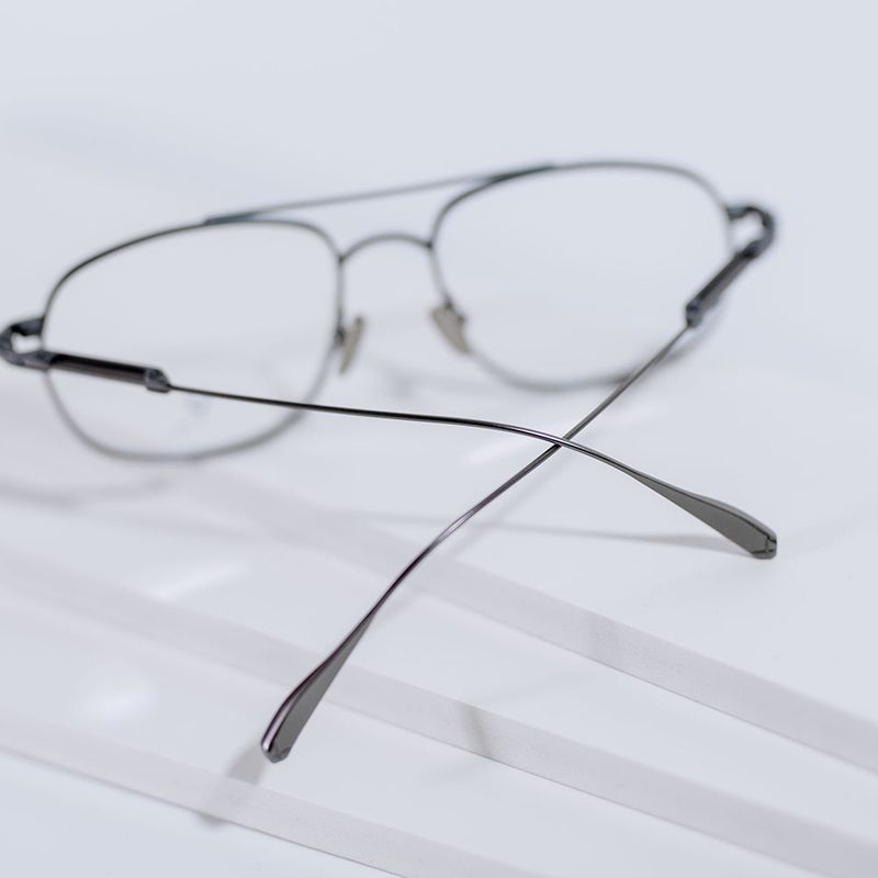 Knouun Square titanium glasses CODE. 102. G Black N Gray
