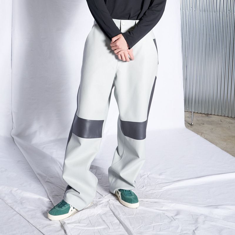 Racer Leather Pants (Gray)