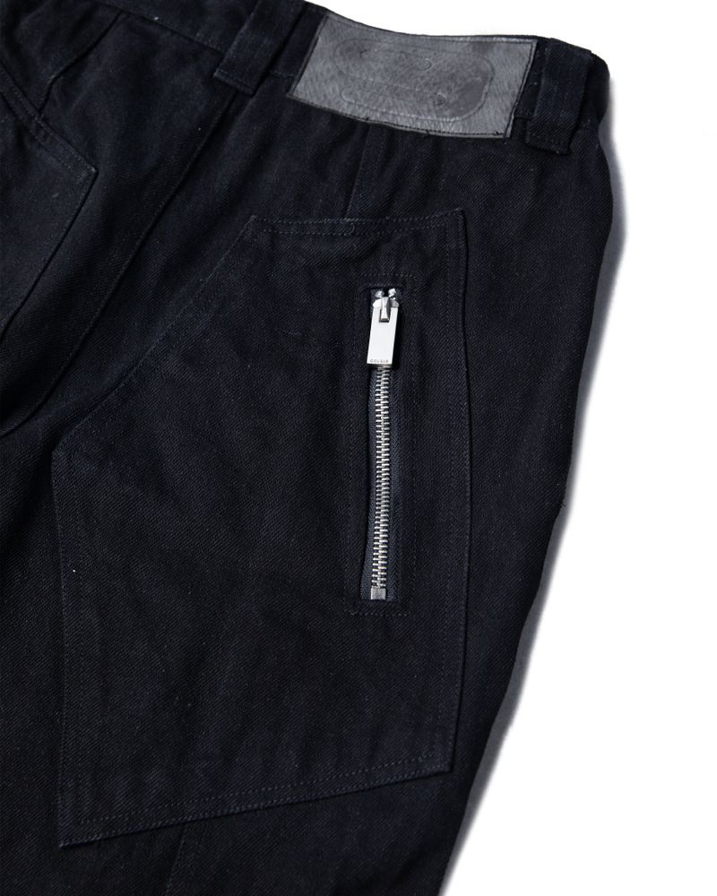 MULTI BUCKLE BLACK DENIM PANTS