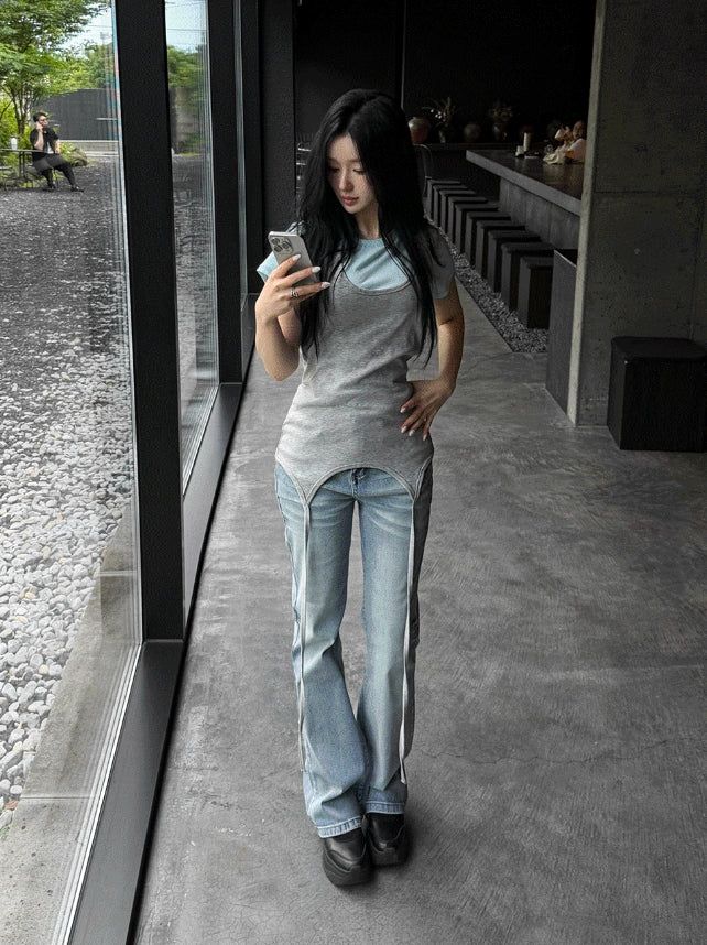 Long halter strap layered top