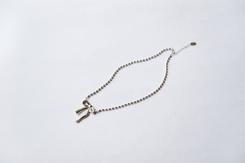 [MADE] Ribbon bold necklace (silver)