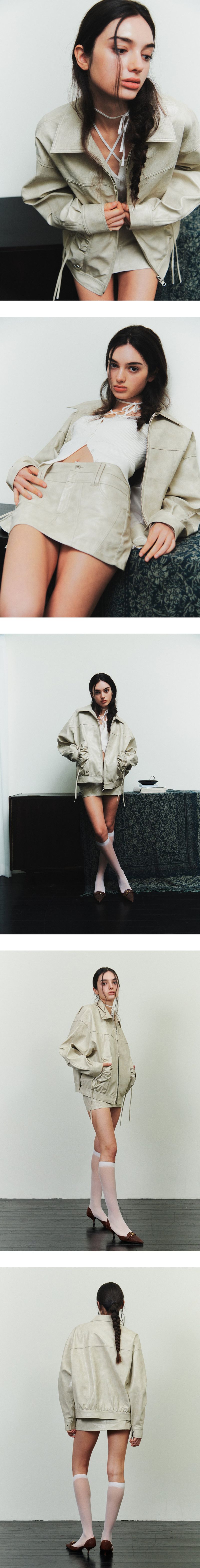 CIELO LEATHER JACKET beige