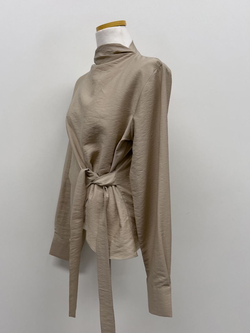 Janna Wrap Mock Neck Blouse