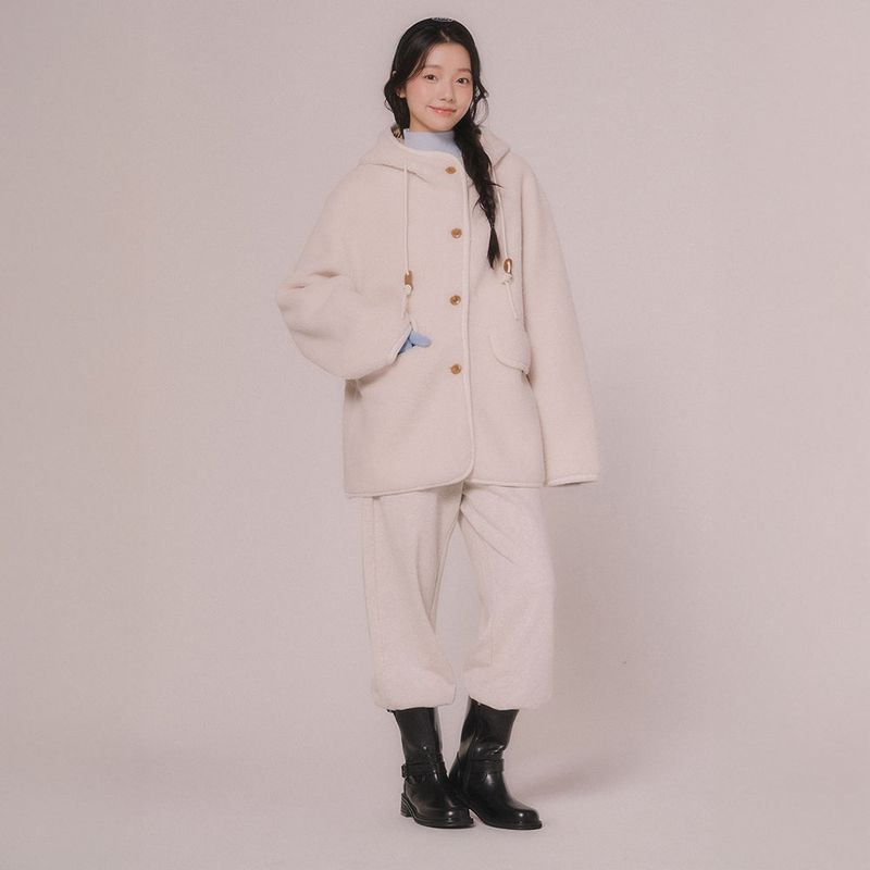 HOOD SHEARING MUSTING JUMPER (Ivory)
