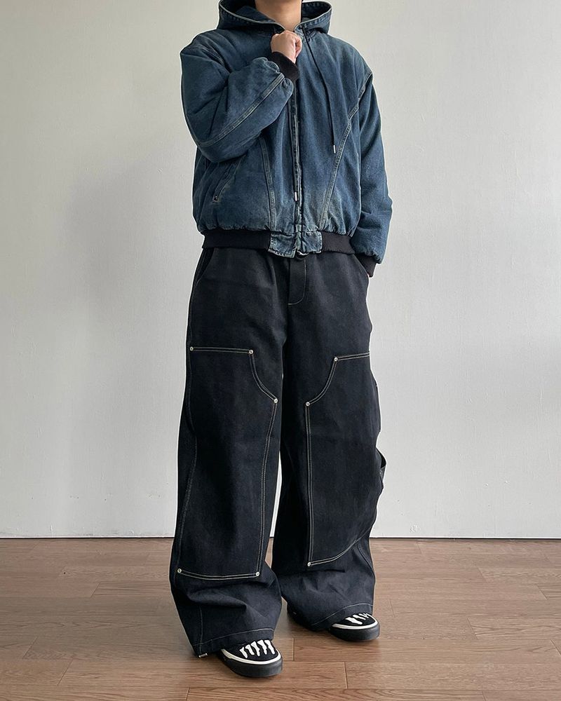 Road napping denim pants