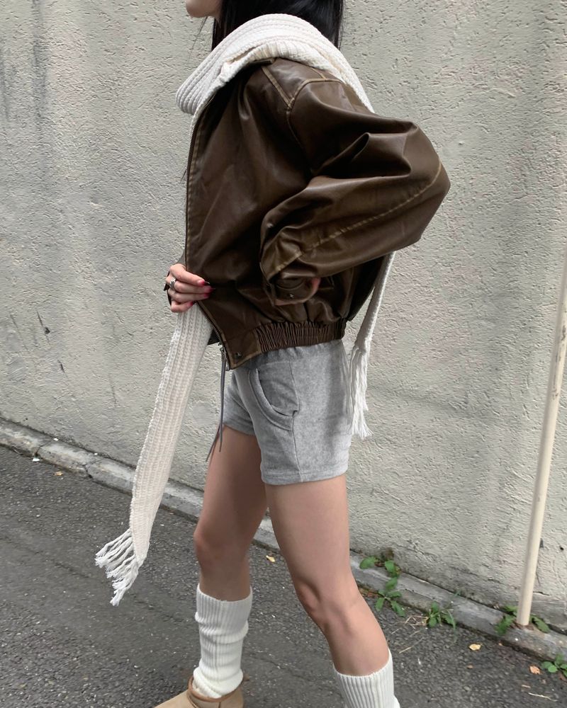 Fold leather jacket