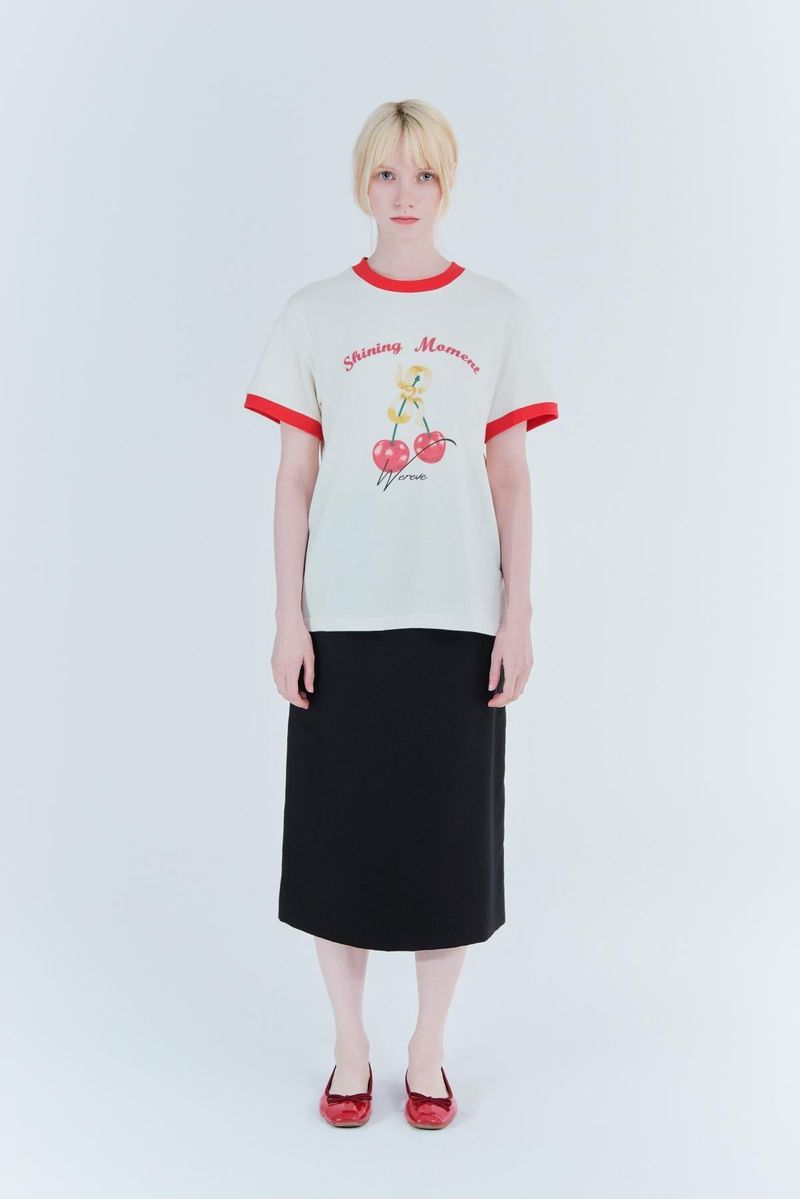 Cherry ringer t-shirt_cream/red