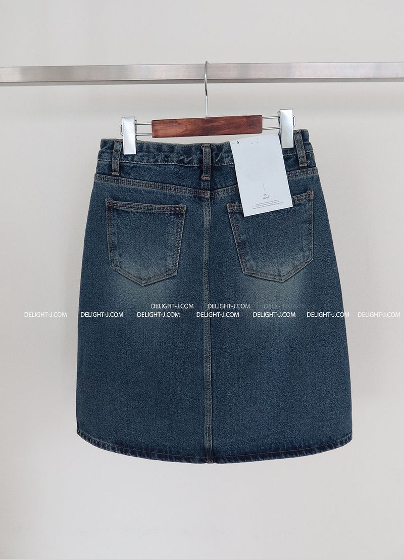 Cami vintage denim midi skirt
