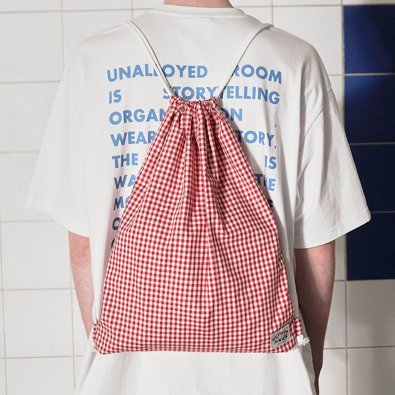LOGO GINGHAM CHECK GYM SACK / RED