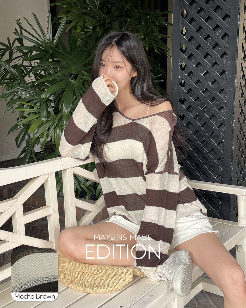 MAYBINS（メイビンス）の「[MADE] Glit lyocell stripe knit（Tops）」