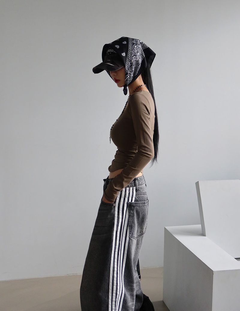[UNISEX] Five track wide jeans