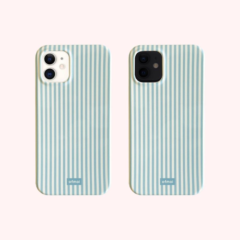 creamy blue glossy hard phone case