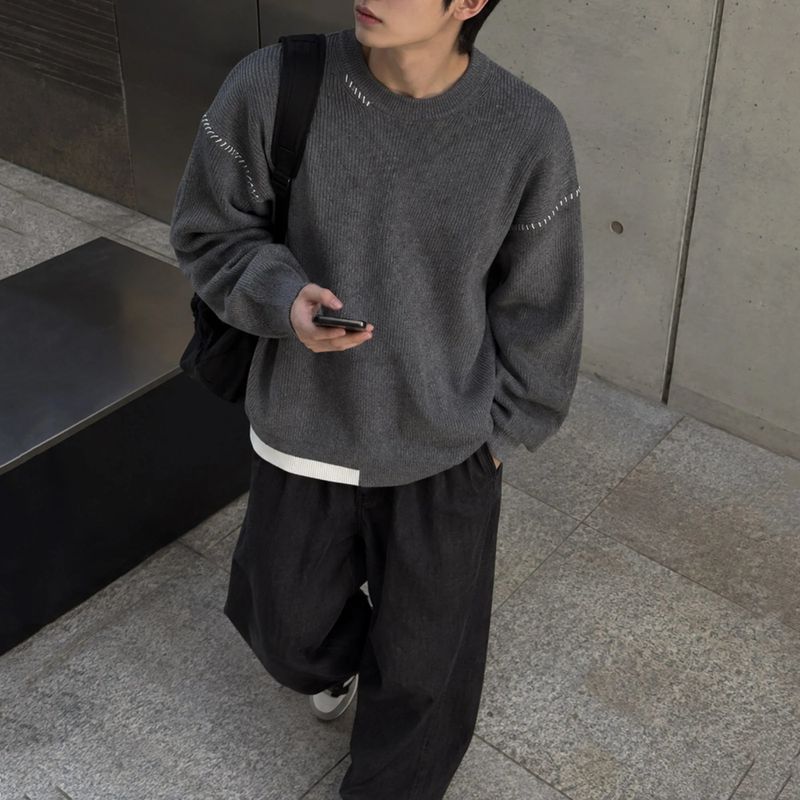 COZINESS（コジネス）の「54487イーブンステッチカラーブロックラウンドニット (3 colors)（トップス）」