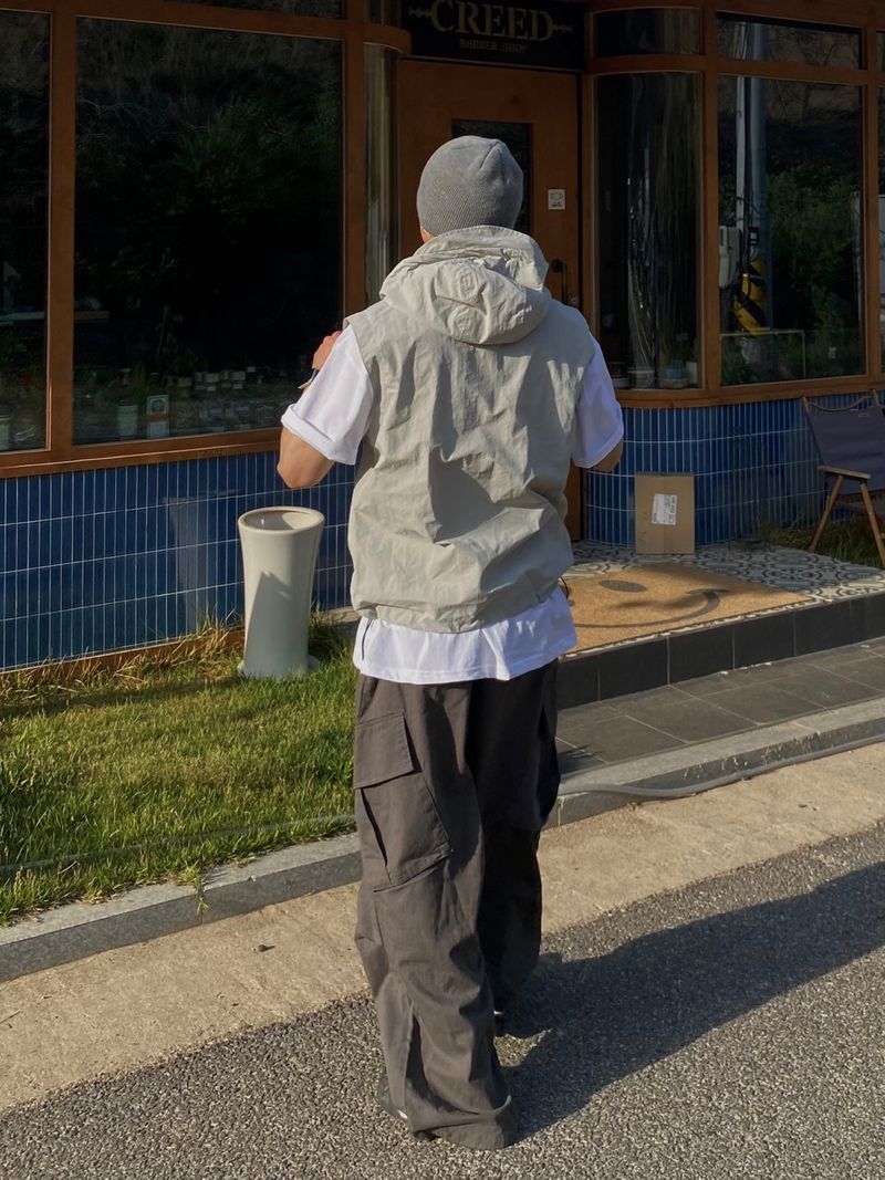 Nylon Pocket Hooded Vest 3C