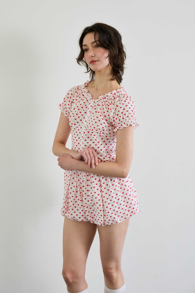 MINI HEART TWO WAY BLOUSE / WHITE