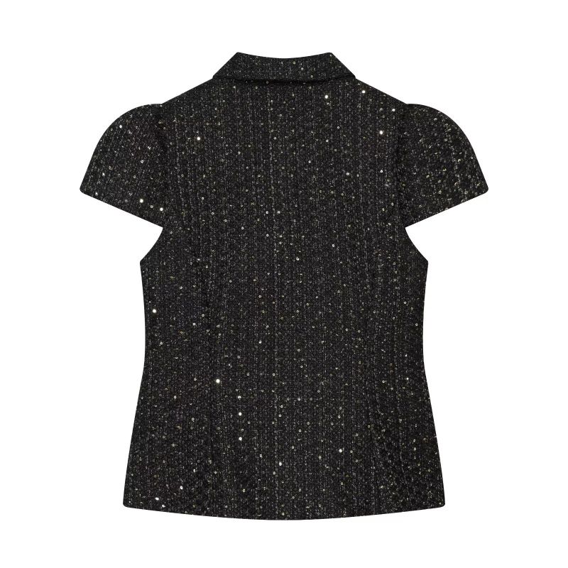 Lurex Tweed Puff Blouse