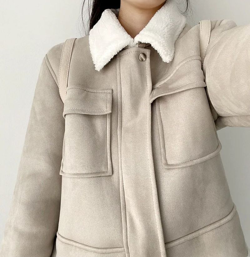 Defoam pocket fleece collar mustang jacket