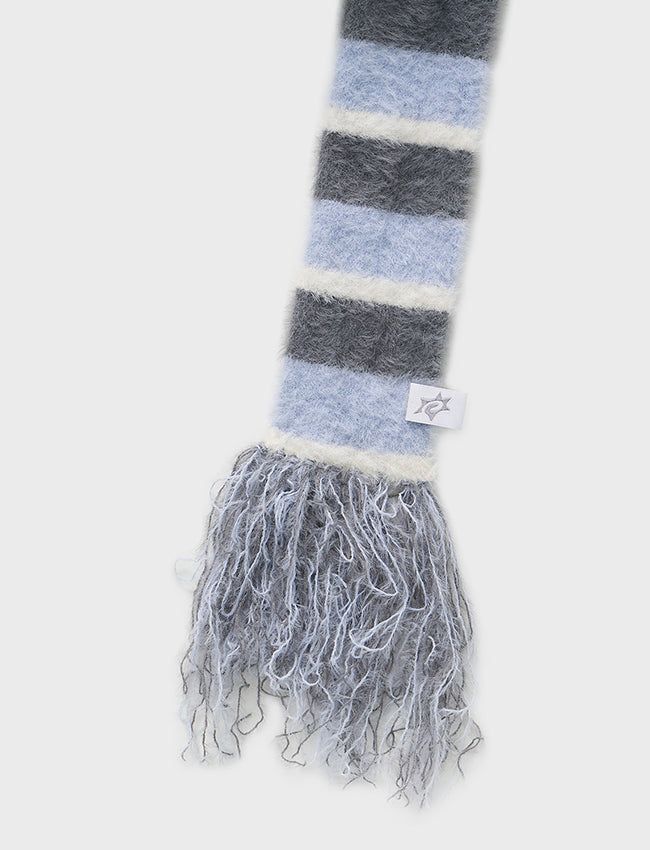 HAIRY TASSEL MUFFLER (BLUE)
